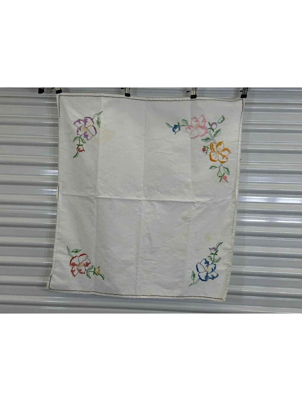 Vintage Hibiscus Roses Flower Floral Card Table Tablecloth Topper Border